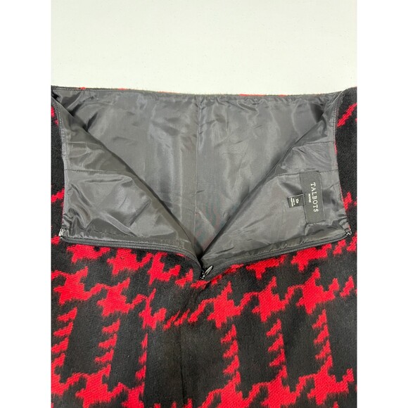 Talbots Petites Women's Black Red Houndstooth Wool Blend Skirt Lined Size 10 P - Picture 3 of 10